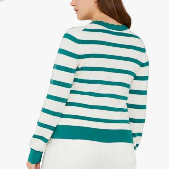 KATE SPADE Striped Scalloped Cardigan - Picture 6 of 16